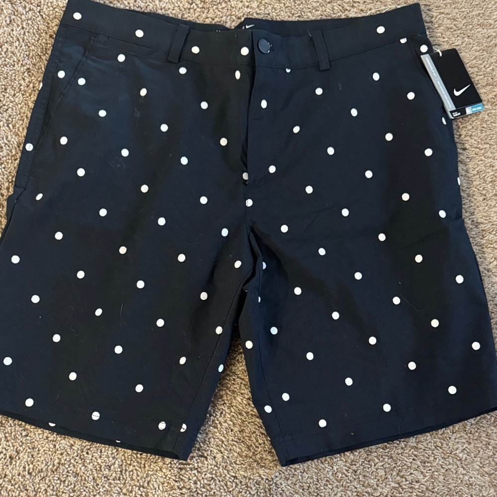 Nike Black Shorts with White Polka Dots
